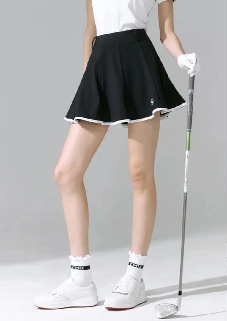 XEXYMIX 配色ライン入り フレアスカート インナーパンツ付き 未使用新品