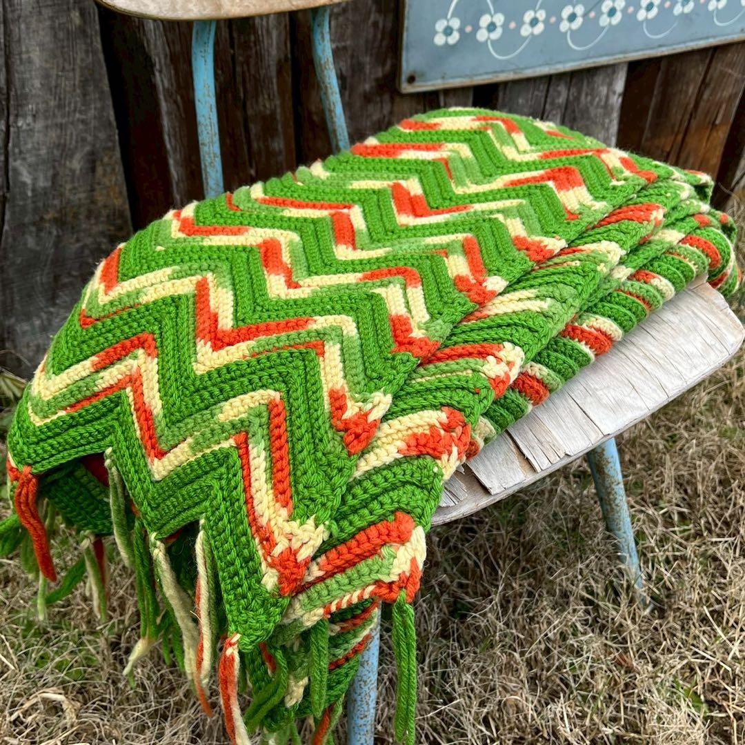 【USA vintage】グラニーブランケット ラグ アメリカ ビンテージ