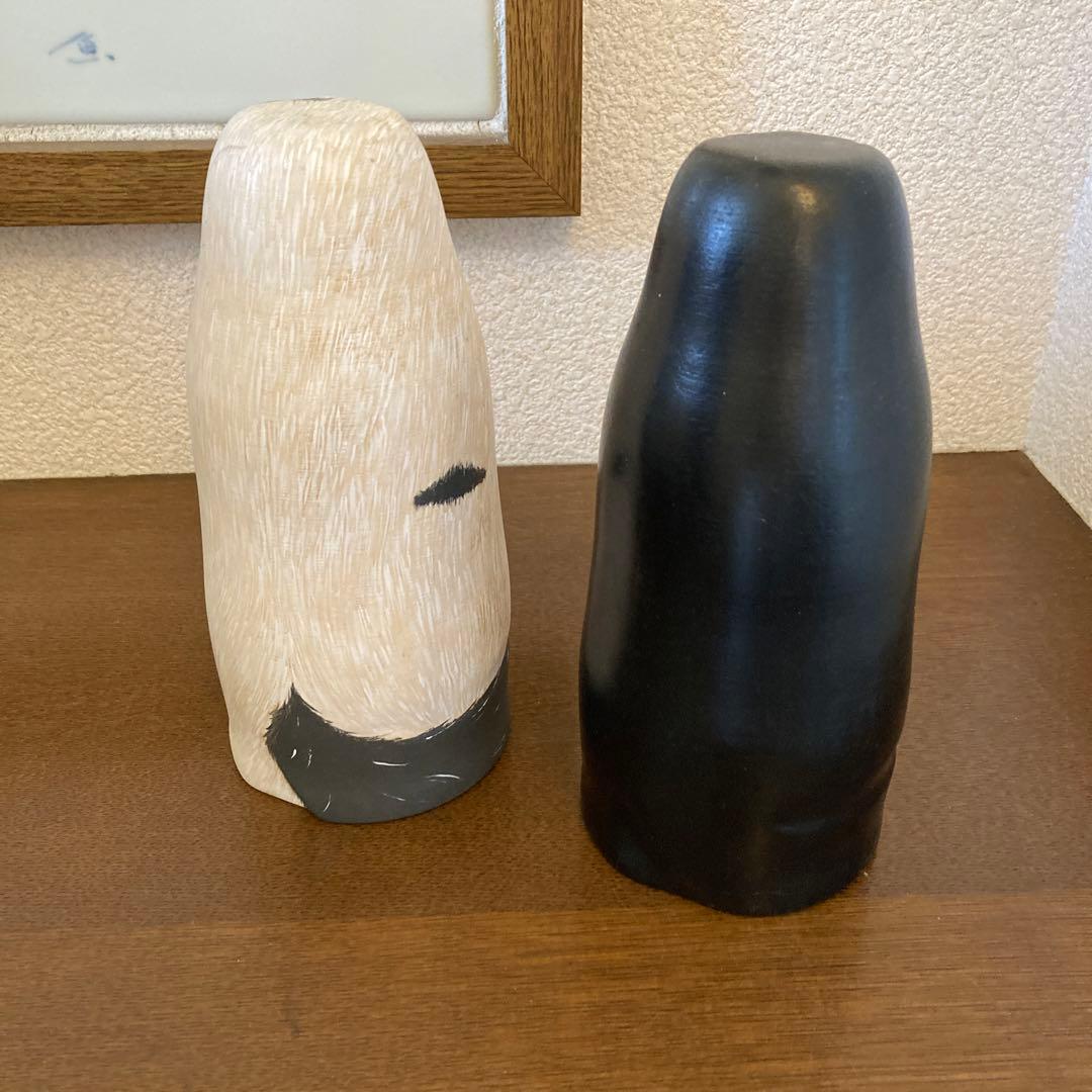 猫こけし　2体セット　スコティッシュフォールド　作家　沖泰宣　民芸　猫好き