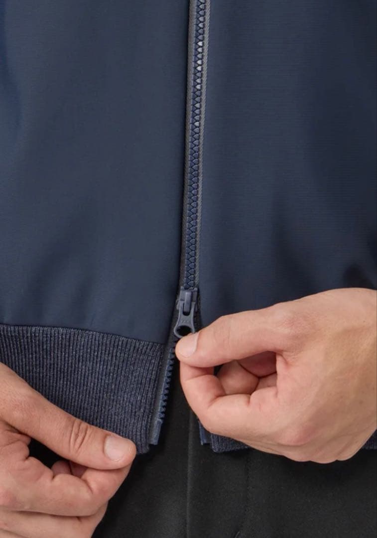 デサントゴルフ　防風裏地付きハイブリッドフルジップセーター　ネイビー