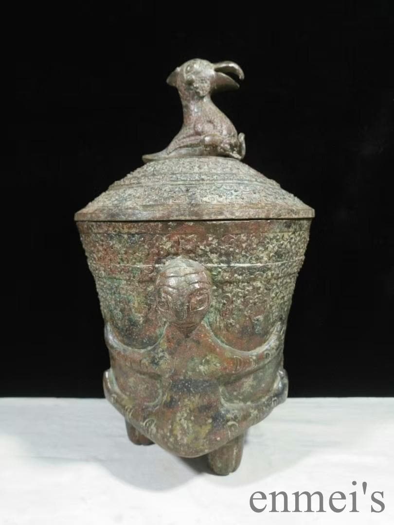 中国古美術 西漢 青銅器 鷹蓋人抱器 貯貝器 貝貨容器 儀礼器 貯蓄器 風水開運