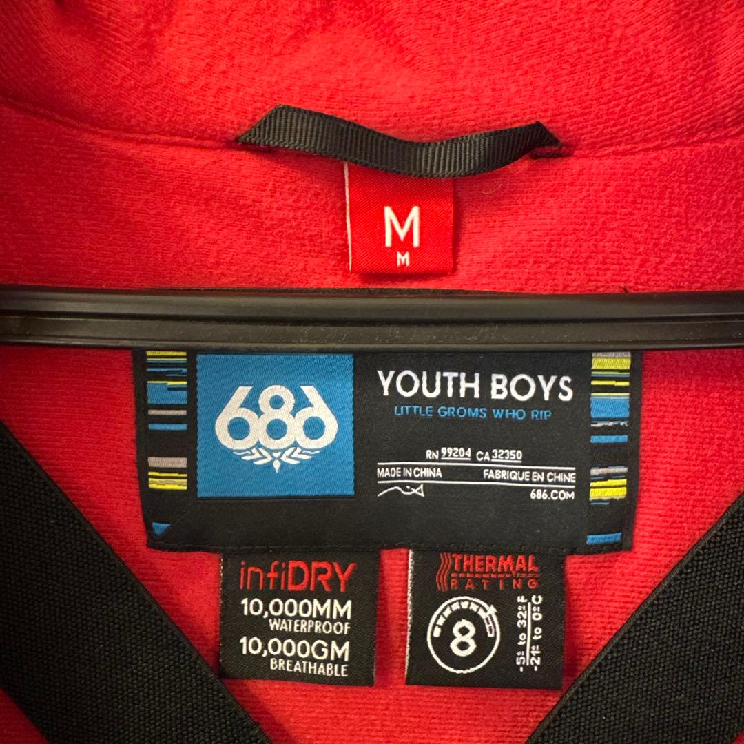 686 スキー スノーボード ウェア セット 赤/グレー KIDS Youth