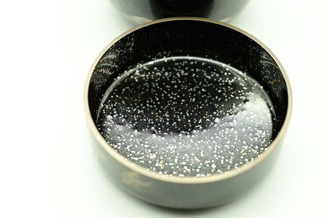 塗師　林勝　黒　大棗　墨絵　波千鳥　内銀平目　茶道具　二重箱　美品