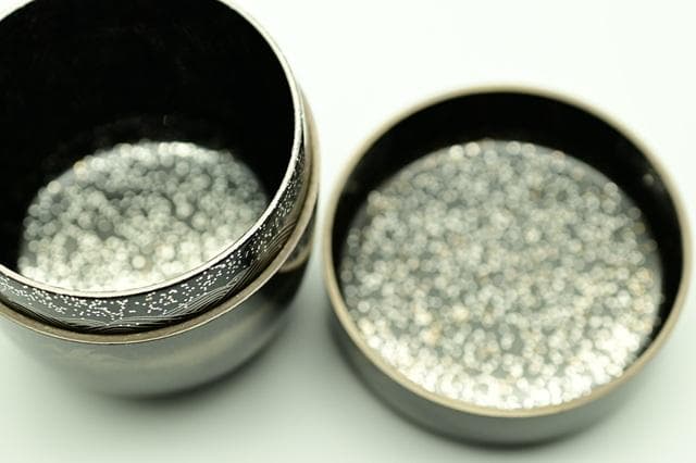 塗師　林勝　黒　大棗　墨絵　波千鳥　内銀平目　茶道具　二重箱　美品