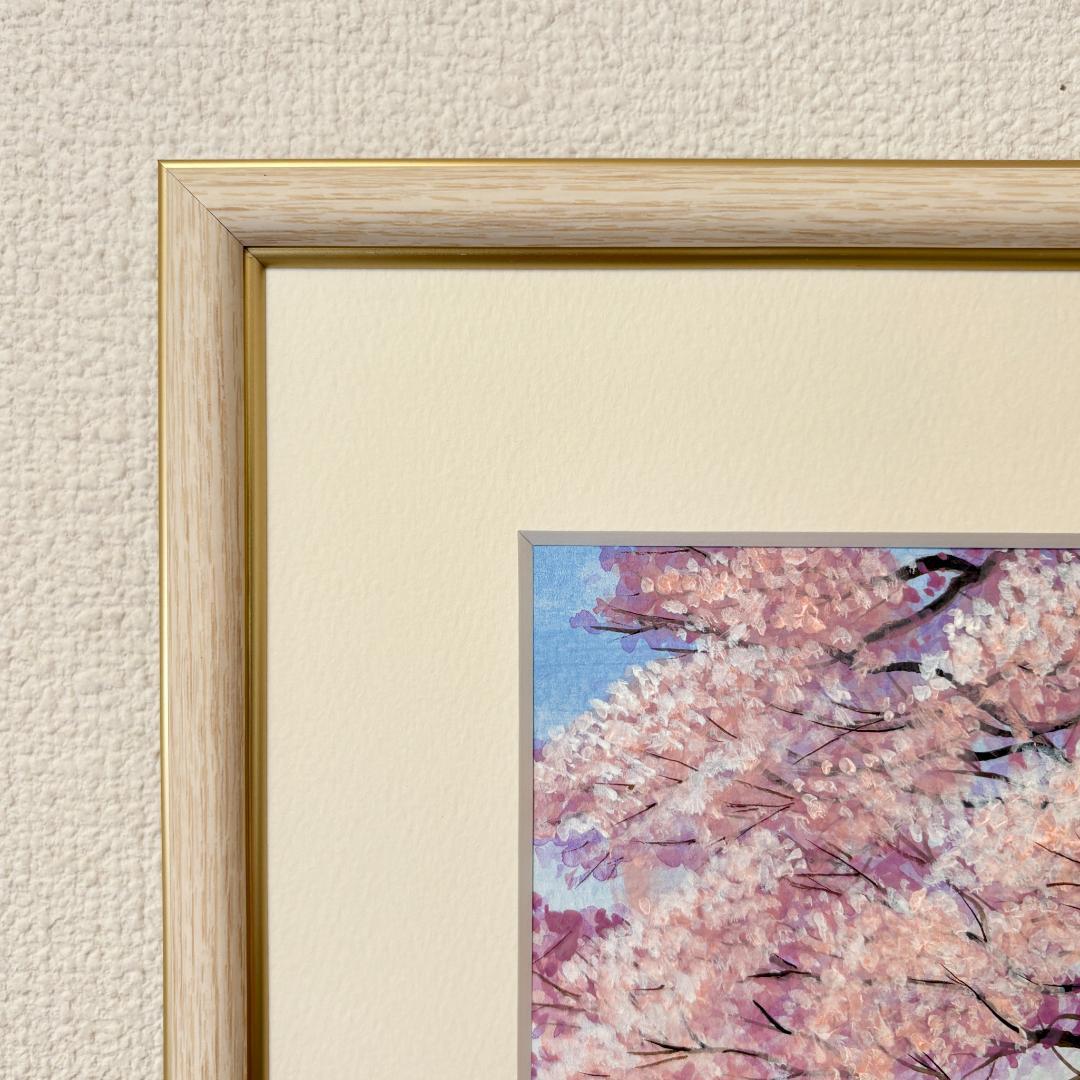 アクリル画　原画　「悠久の桜02」額縁付　SMサイズ