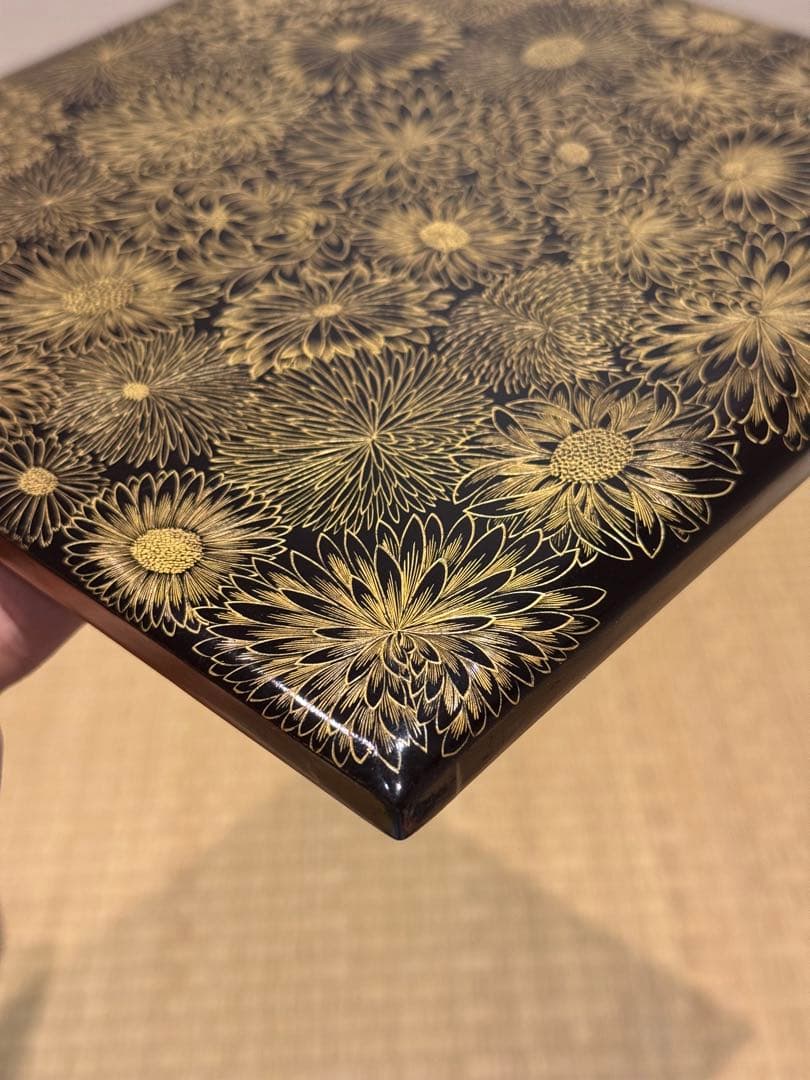 輪島塗 菊花総沈金彫 五段重箱 木製漆器