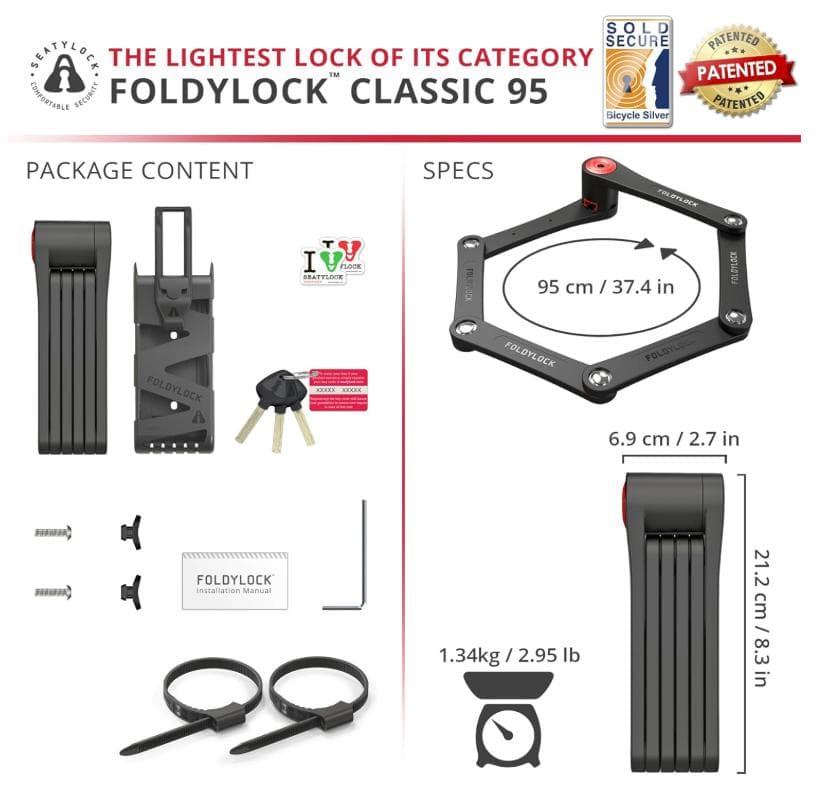 SEATYLOCK　FOLDYLOCK CLASSIC ブラック　自転車ロック