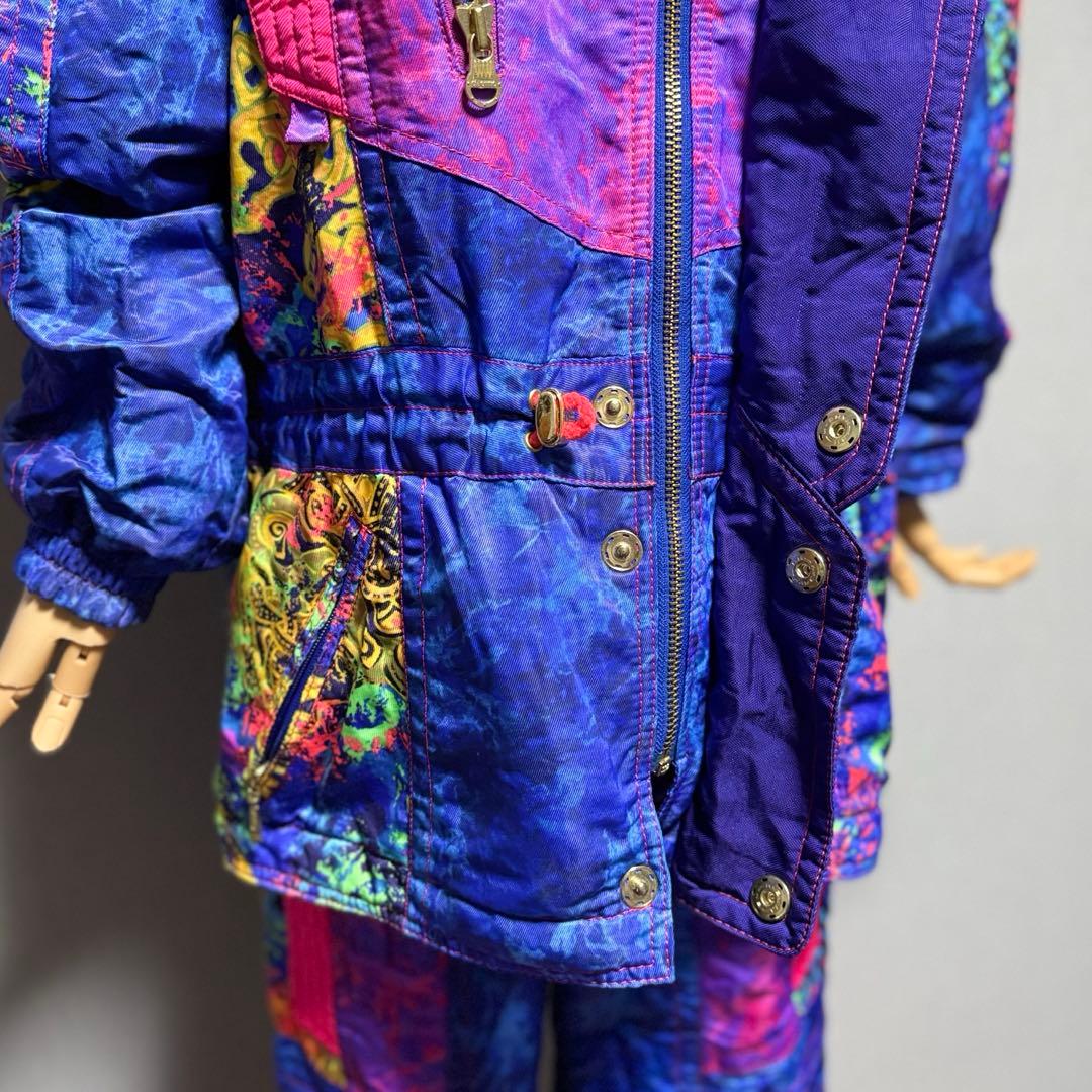 エレッセ　日本製 スキーウェア上下セット 90s レトロ 総柄 ゴールドウイン