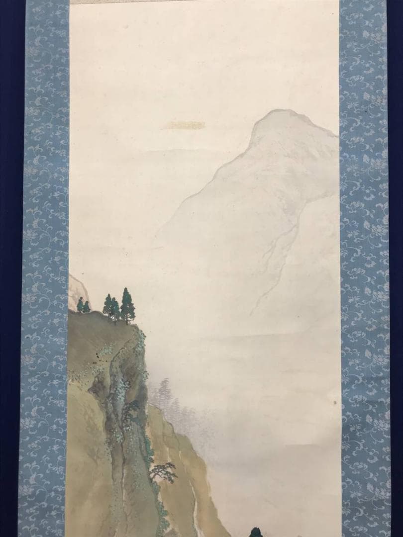 【真作】西村秀岳/春山帰路図/山水図/掛軸/名家伝来/AC-326