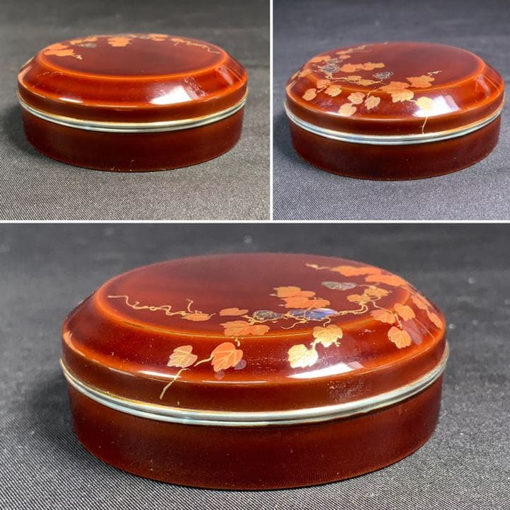 D38 送料無料　香合　金彩蒔絵　螺鈿　在銘　共箱　茶道具　茶室　工芸品　和骨董