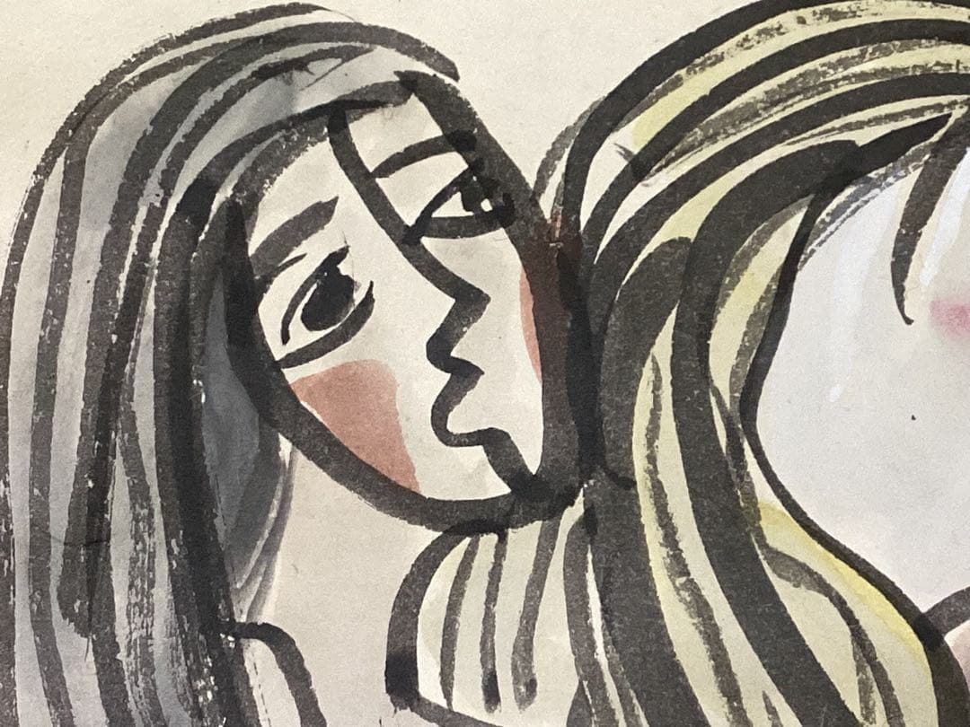 北川民次　裸婦像　水彩画　原画　直筆　和紙　直筆サイン落款有り　額入り　希少品