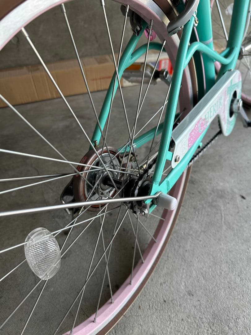 超美品 自転車 22インチ 女の子 ミントグリーン