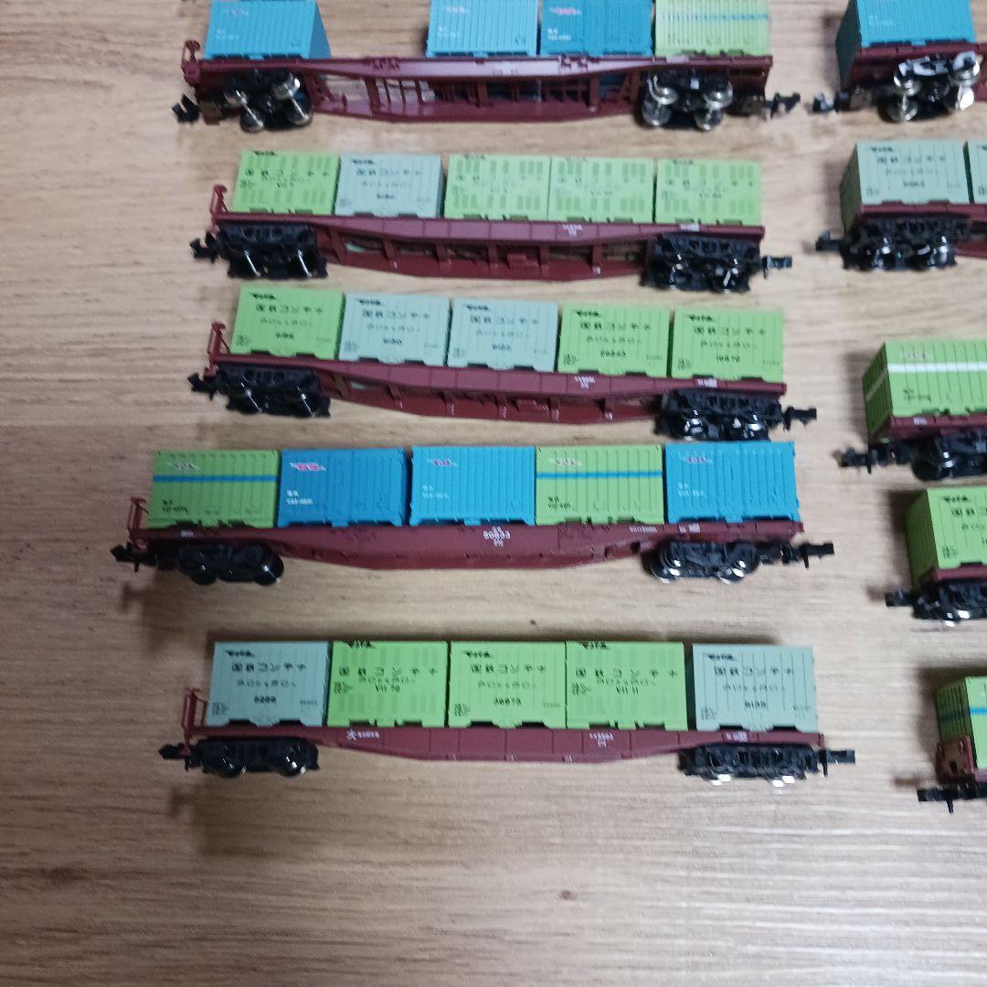 貨物列車　国鉄　JNR　鉄道コンテナ　12両セット　テールランプ点灯　コキ