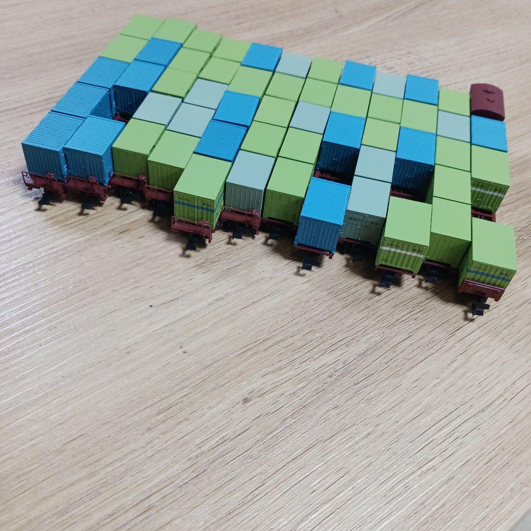 貨物列車　国鉄　JNR　鉄道コンテナ　12両セット　テールランプ点灯　コキ