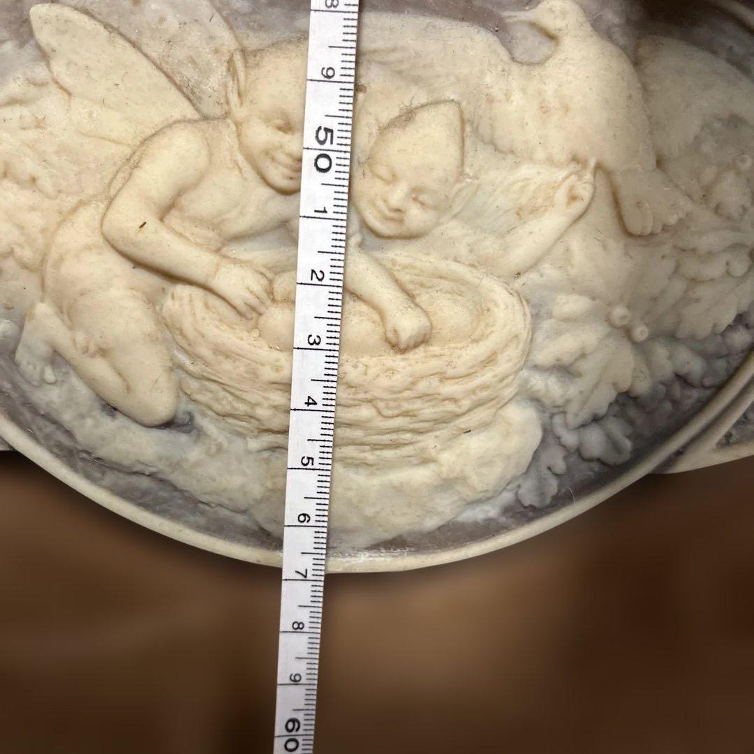 お宝　希少インコレイストーン彫刻 円形プレート　アンティーク値下げ可能