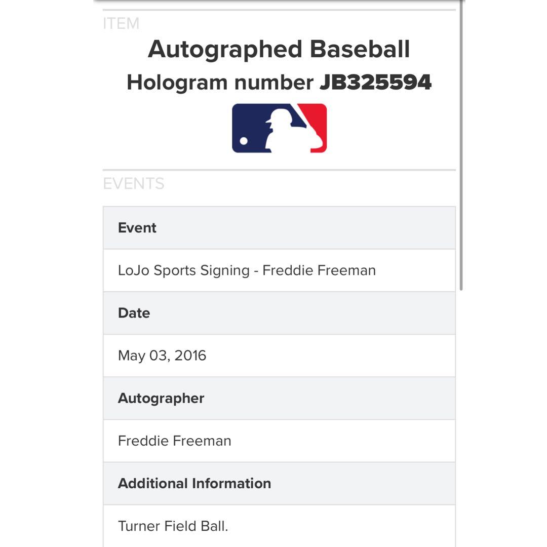 ドジャース フリーマン 直筆サイン ボール MLB 証明付