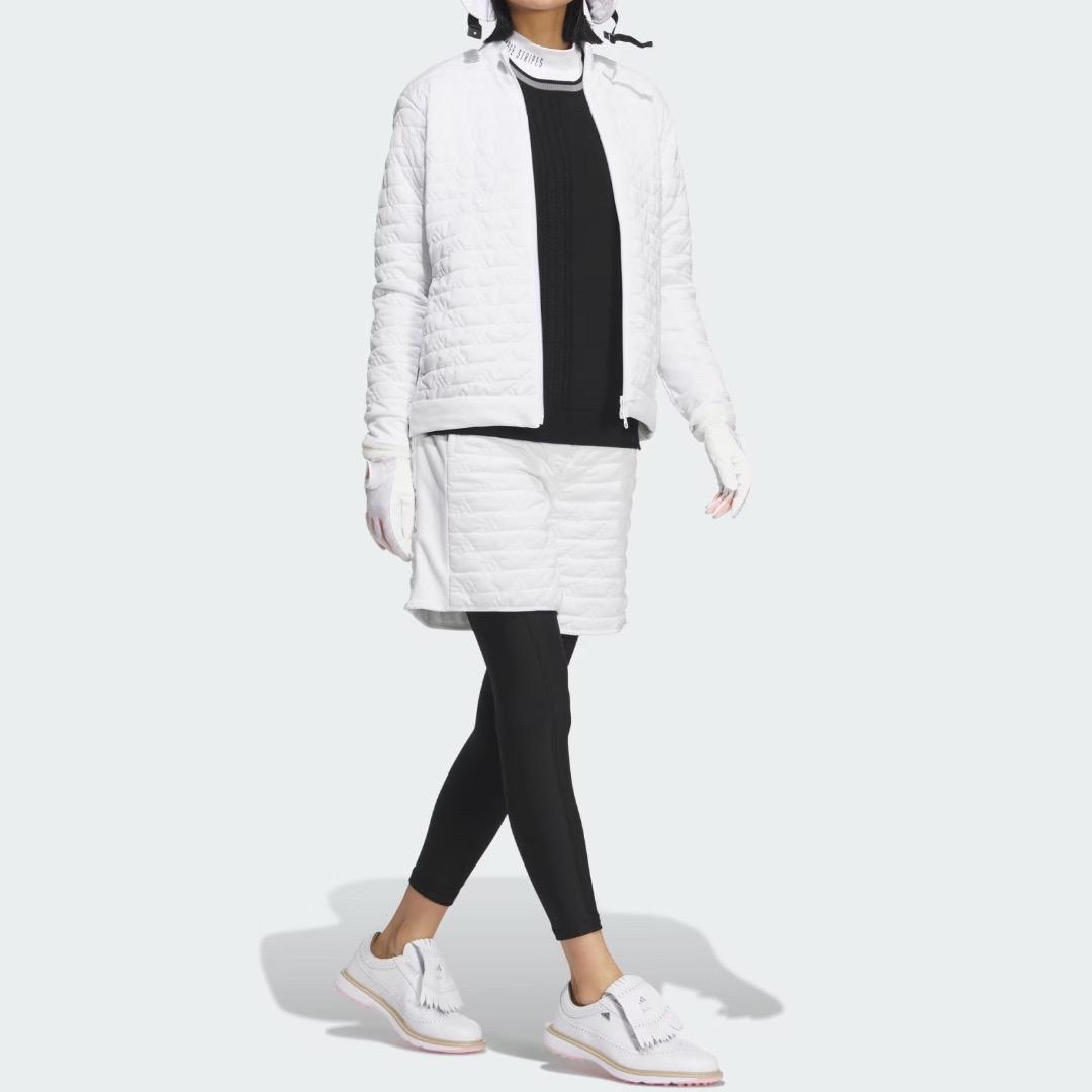 【S】秋冬 定価34,100円 アディダス ゴルフ 中綿 キルト セットアップ白