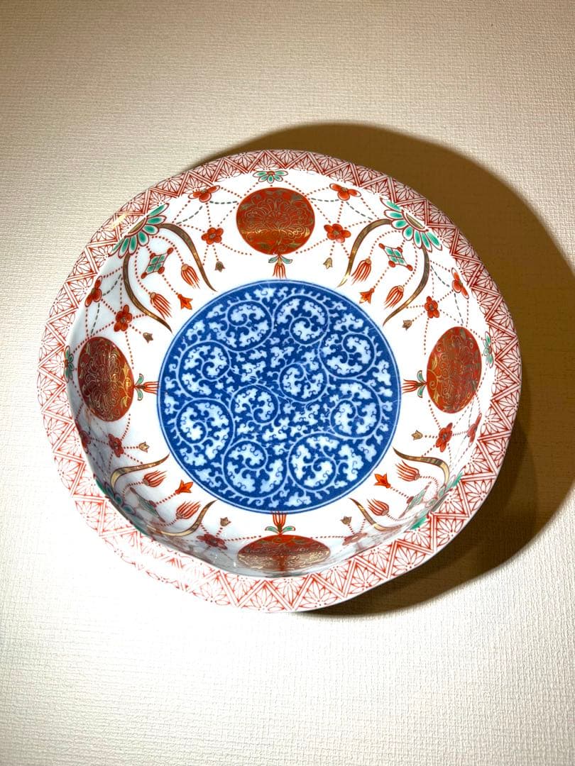 【未使用】和室の飾りに！井ノ口釜　重厚感ある大皿　直径24×8㎝　1.2kg