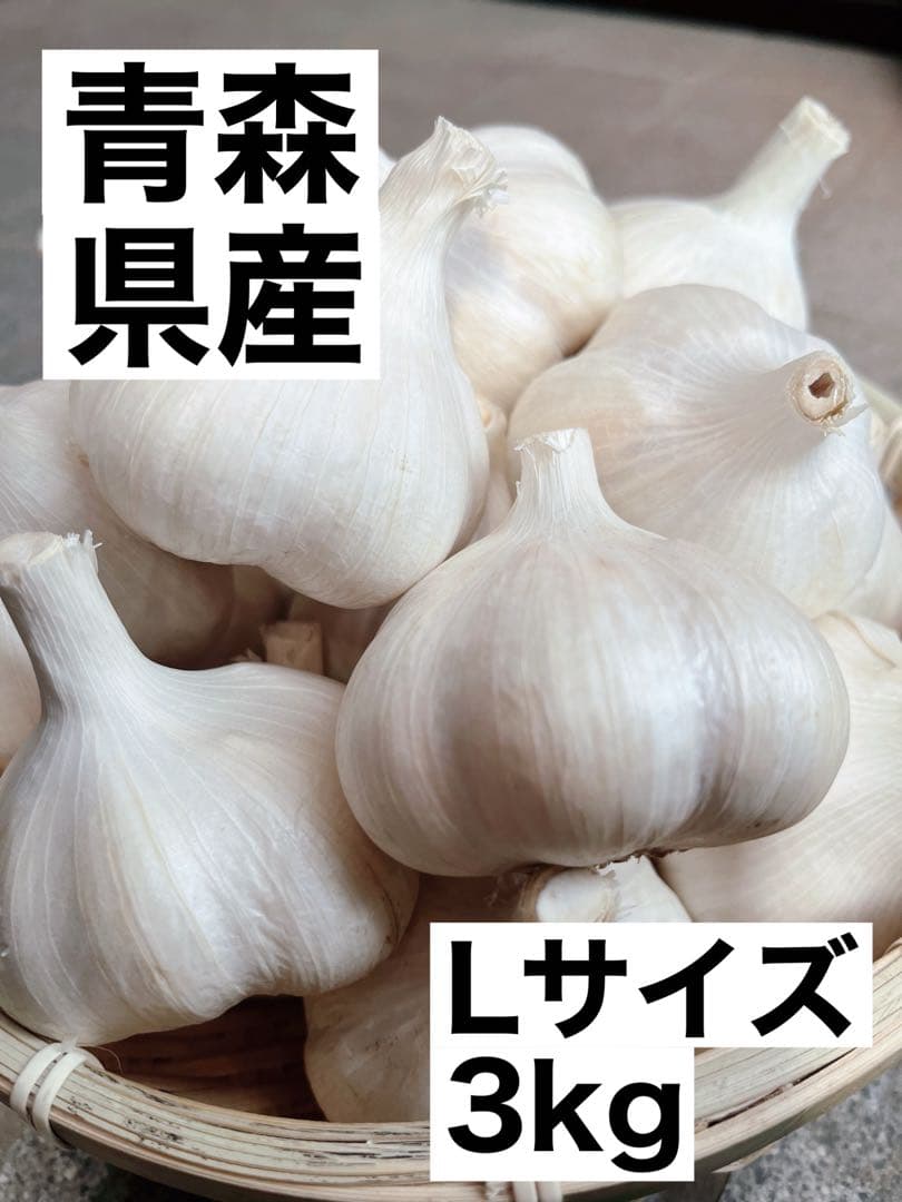 青森県産　にんにく　福地ホワイト六片　L 3kg