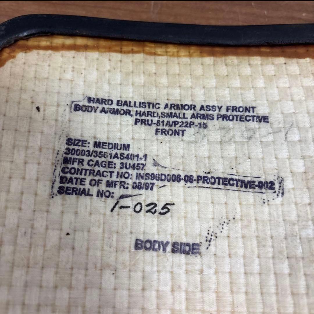米軍実物　PRU－60Ａ HARD BALLISTIC ARMOUR プレートM