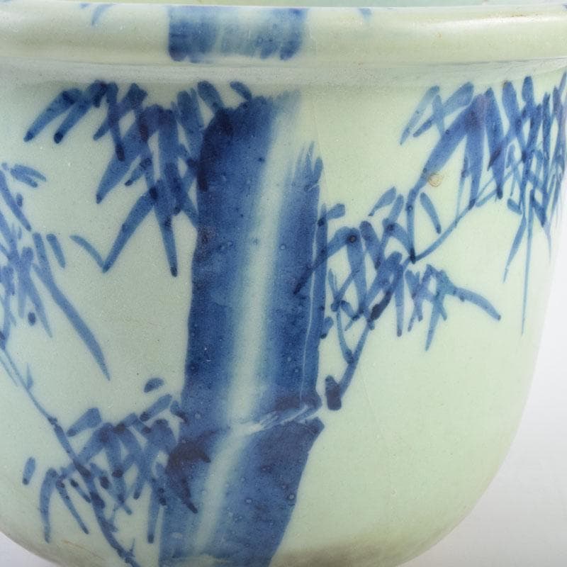 瀬戸焼　古瀬戸　青磁染付　竹文鉢　植木鉢　C　8792