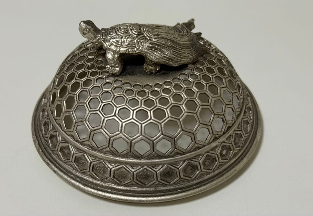 【未使用品】高岡銅器 香炉 彫金　佐野宏采 透かし蓋　茶道具　香道具