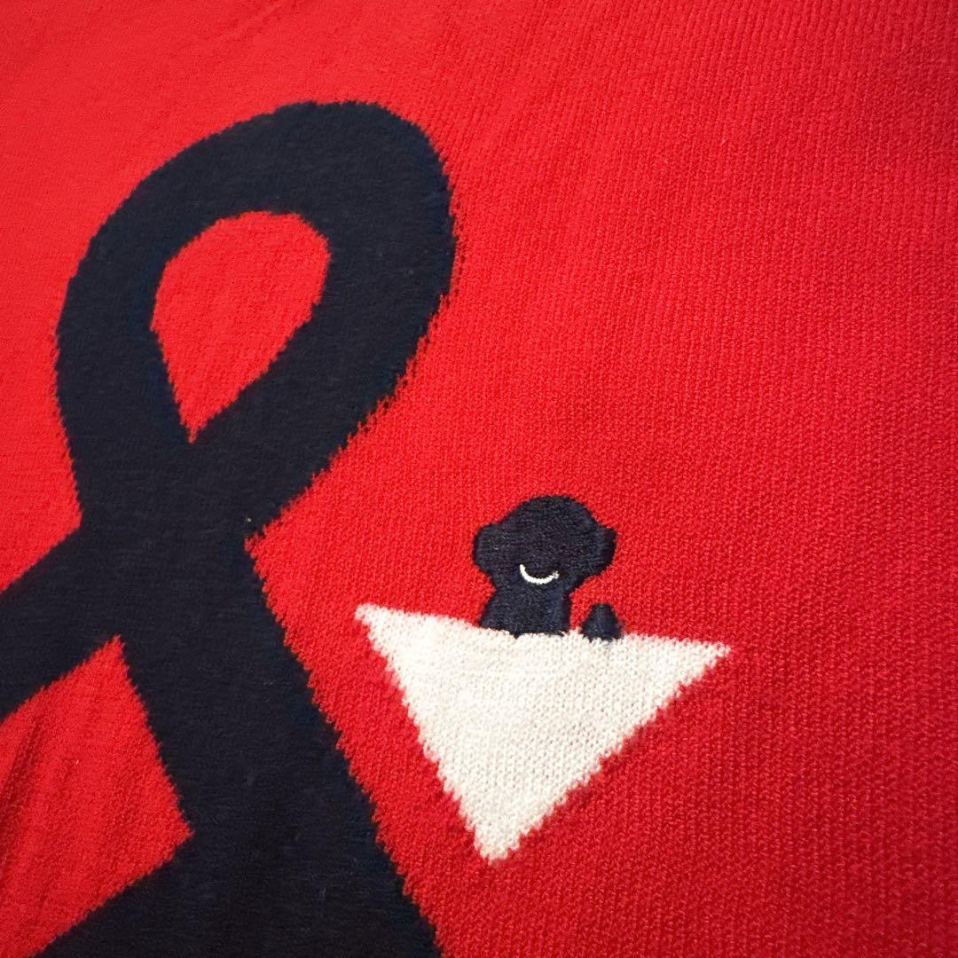 【新品相当】and per se アンパスィ 刺繍 レッドセーター