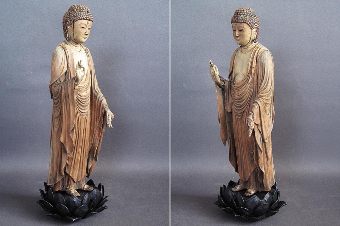 珍しい像!!『玉眼寄木造り 分解 阿弥陀如来像』総高30㎝ 像高26.5㎝