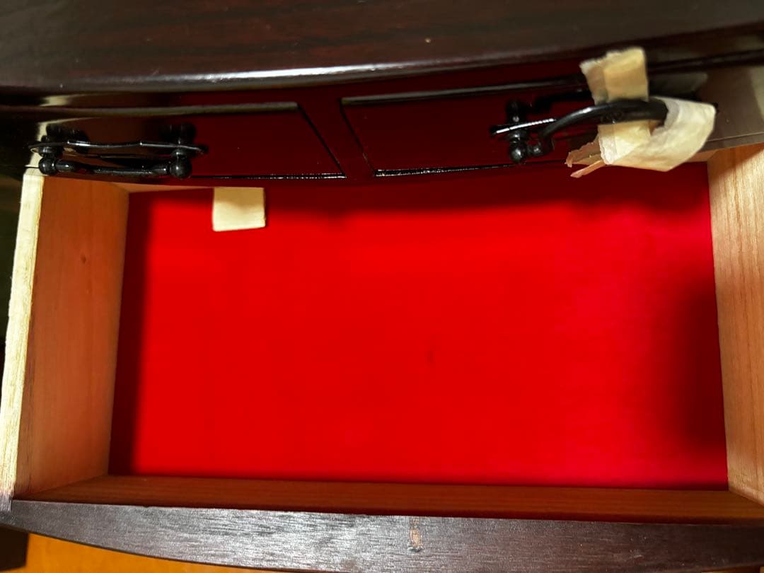 紫檀塗 和風　三段四ツ引きタンス 高級木製漆器 箱付き　小物タンス　小箪笥