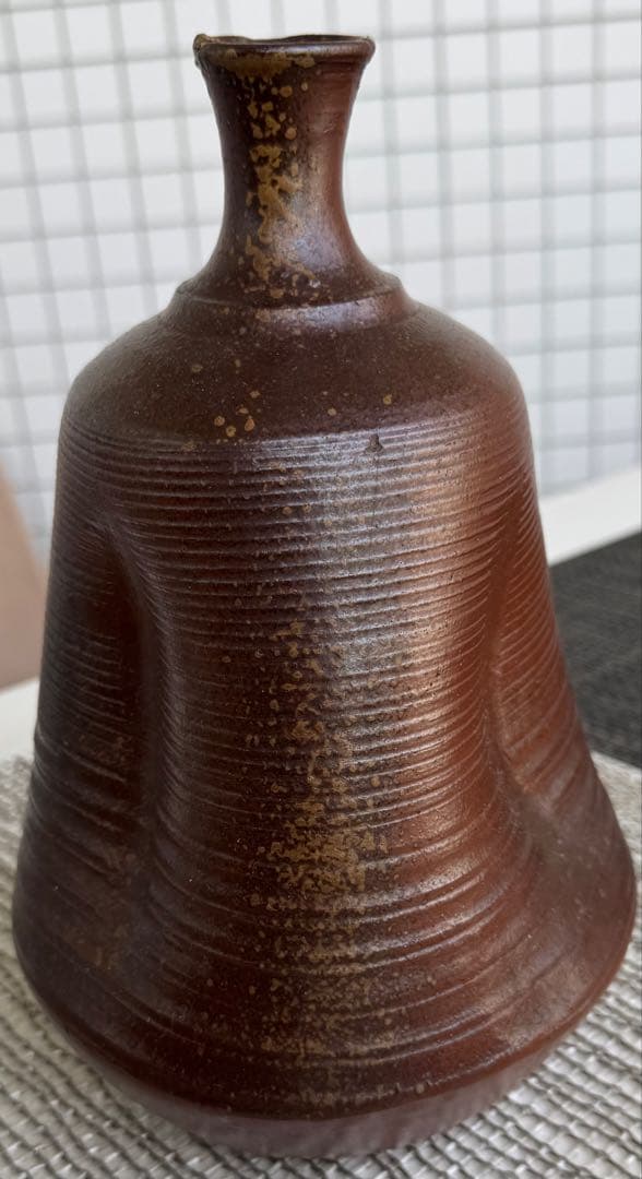 【江戸時代 備前焼 焼締 臍徳利型保存壺 金直しあり 古陶 民藝】