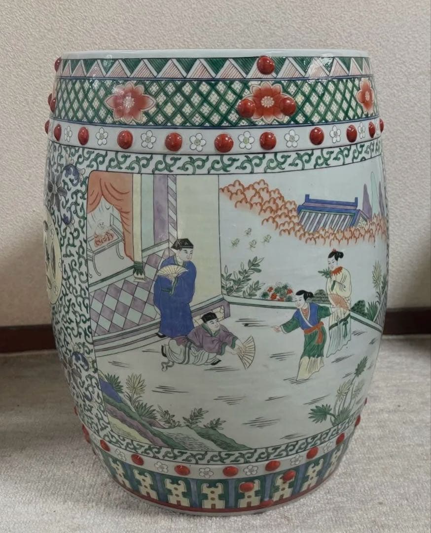 中国　粉彩人物圖　墩② 送料込み260206