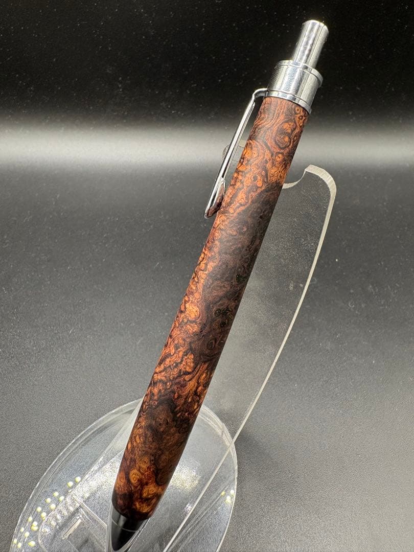 495極上　ホンジュラスローズウッド　瘤杢　木軸シャーペン　ボールペン