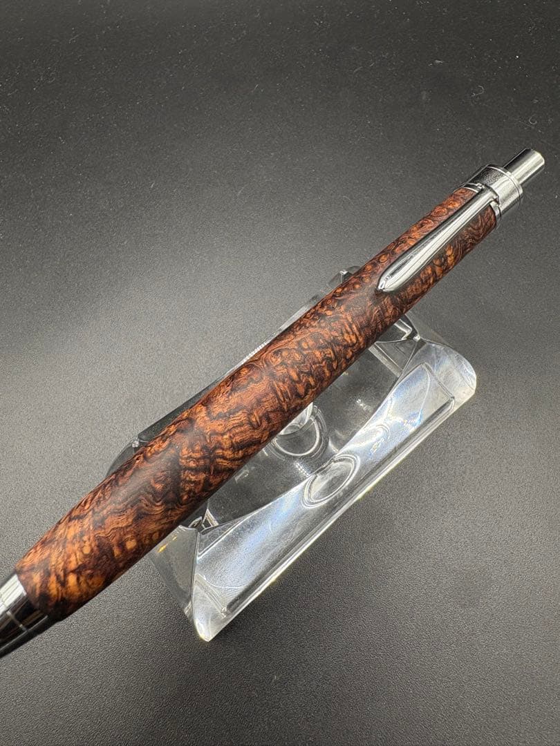 495極上　ホンジュラスローズウッド　瘤杢　木軸シャーペン　ボールペン