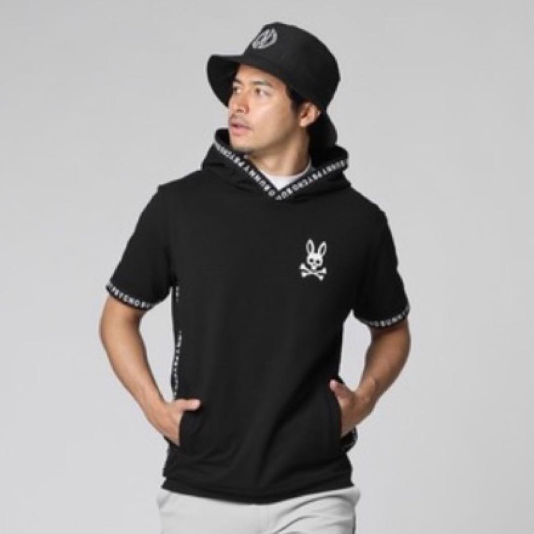 PSYCHO BUNNY サイコバニー ロゴテープ半袖パーカー M