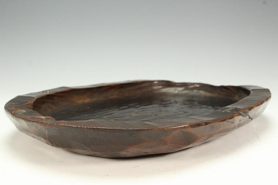 老松 古材 刳り貫き 楕円形 盆 煎茶 詫び寂(K-RC950)