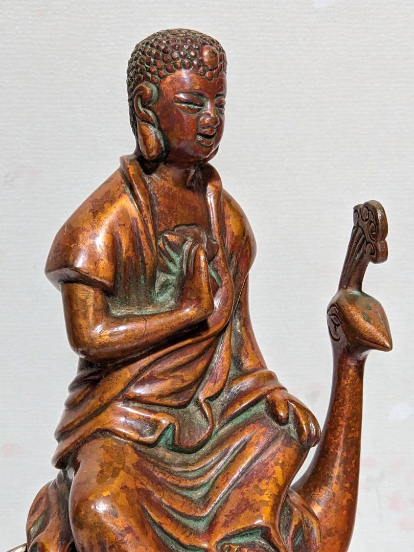 ♦孔雀明王 銅器 仏像 置物飾り災厄 煩悩 高岡銅器古作 縁起物 骨董品