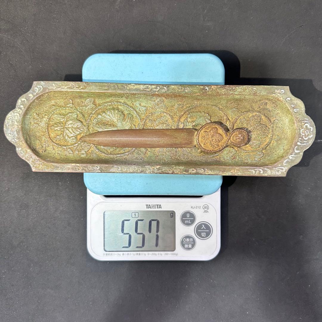 希少☆戦前アンティーク　青銅ペーパーナイフ　筆置き　未使用品　昭和7年