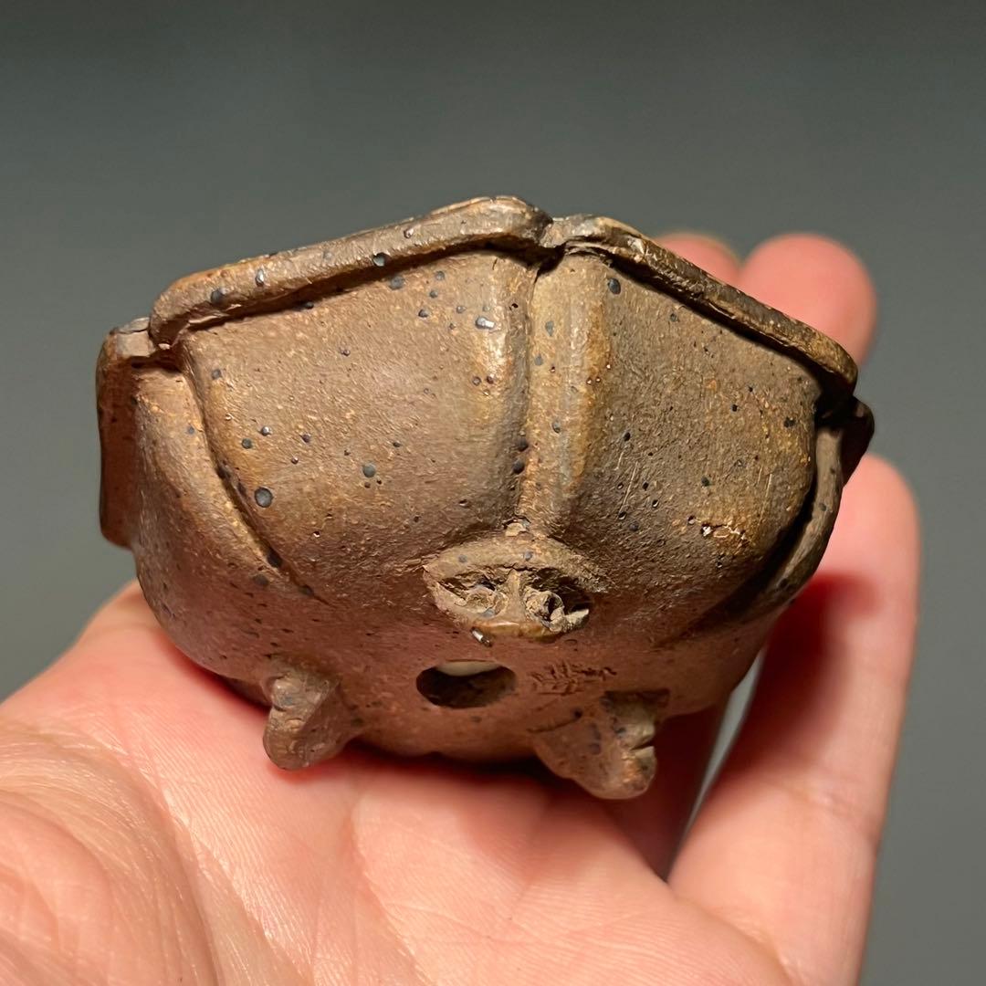 798.夢陶 紫泥雲足輸花 豆鉢 盆栽鉢 植木鉢 6.7*6.3*2.6cm