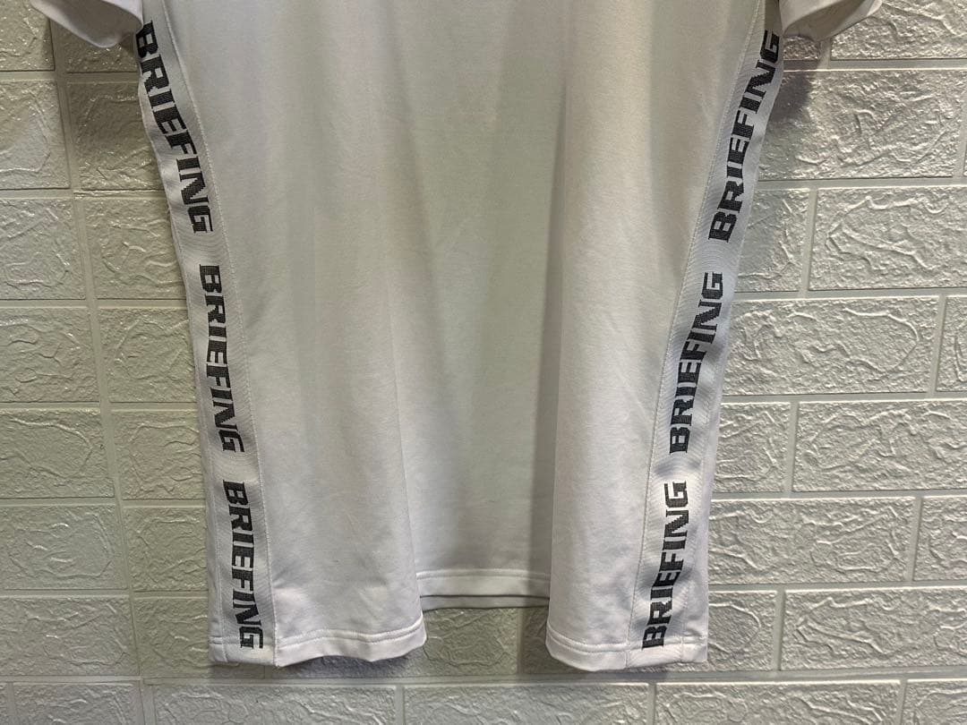 BRIEFING ブリーフィング ホワイト モックネックシャツ サイドロゴライン