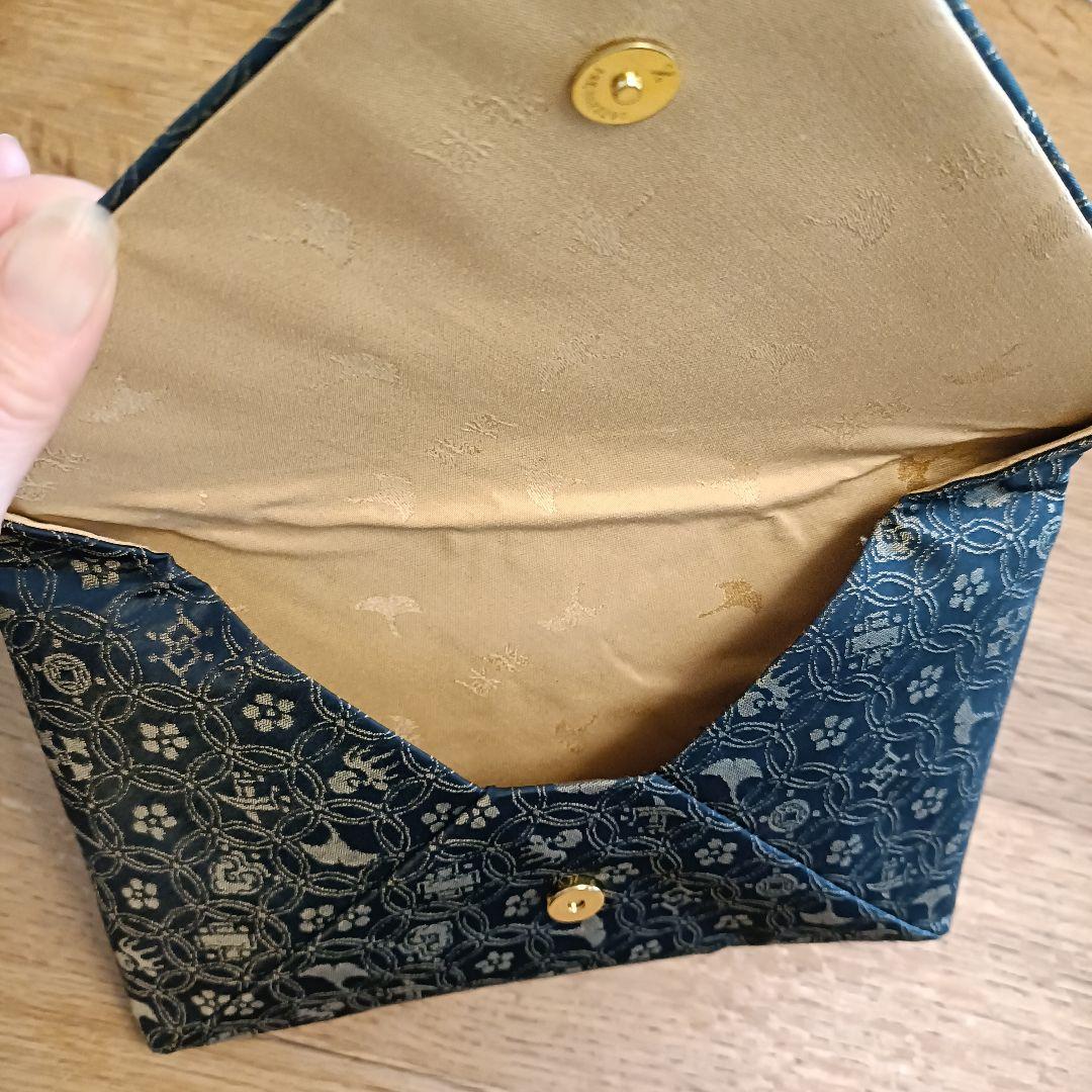 龍村美術織物◇宗薫手銀杏文緞子　数寄屋袋