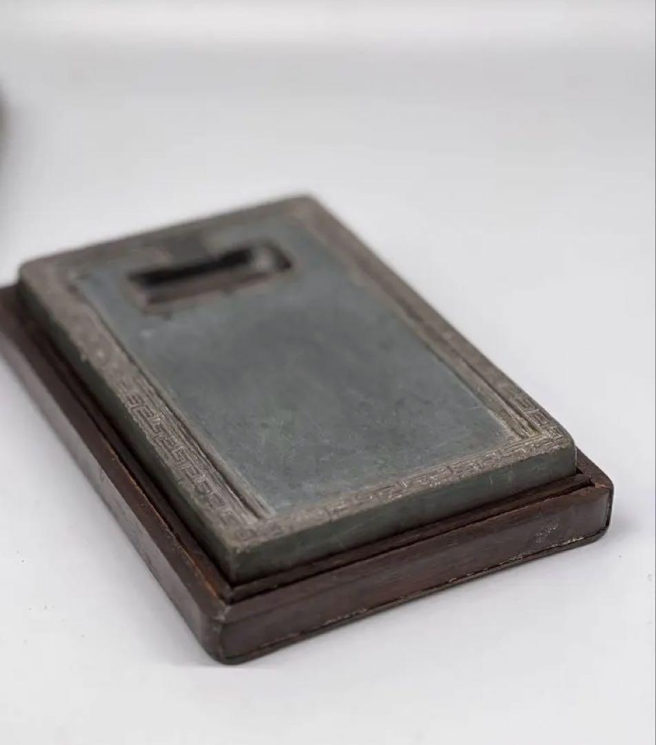古美術　清朝古硯　硯　書　紫檀蓋付