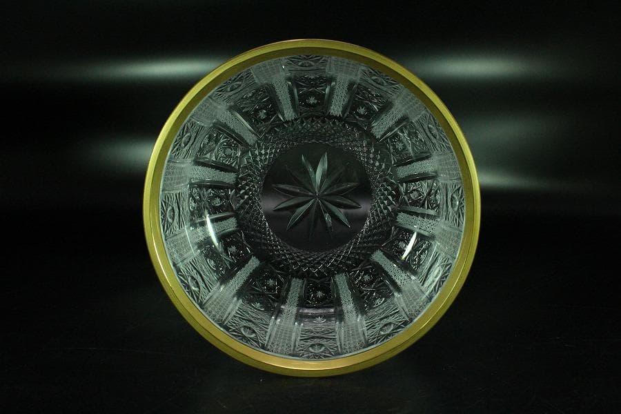 懐石 金縁 硝子 鉢 美品(K-A361)