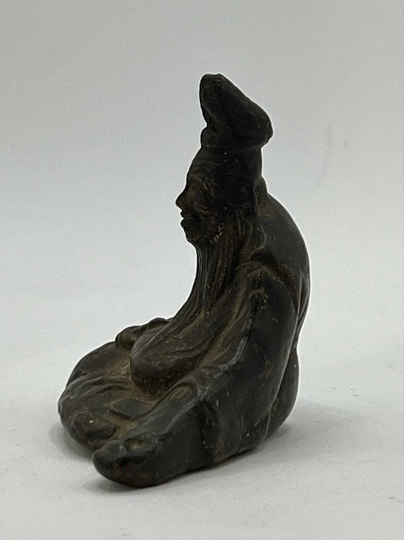 人丸の像　共箱　筆　文学　後島羽天皇　人丸像　時代物　アンティーク　古道具　仏像