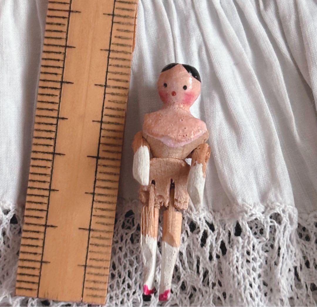 レア極小3.3cm ペグドール　ウッデンドール　アンティークドール