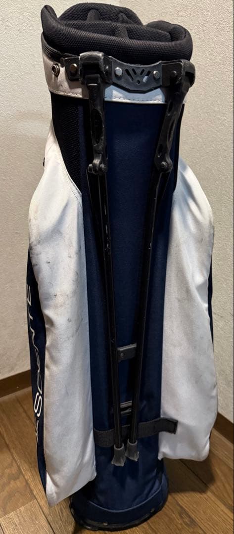 DESCENTE 軽量スタンドゴルフバッグ 紺x白 おまけデサントサブバッグ付