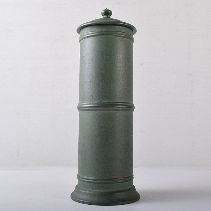 高岡銅器　鋳物師　大野芳光作　唐銅　経筒花入　共箱　M　R8710