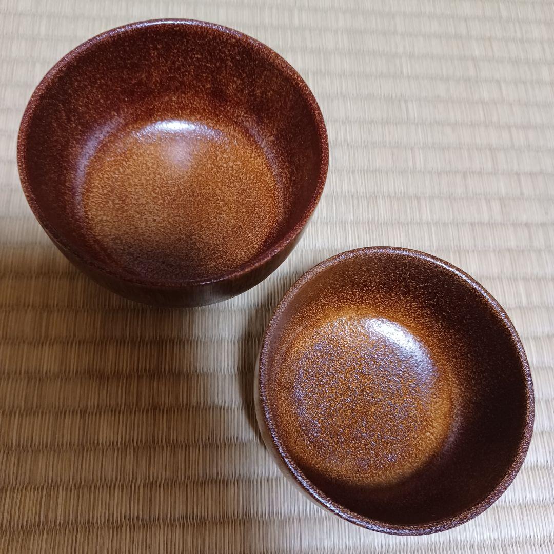 未使用　竹乾漆粉茶椀　重用　茶箱用　拭き漆　茶道具　漆器　漆芸　竹製　⑯