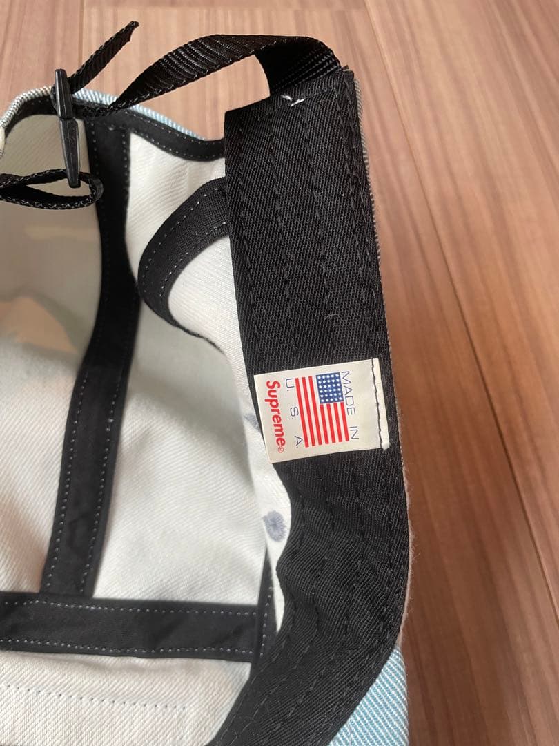 Supreme 迷彩キャップ 水色/ホワイト