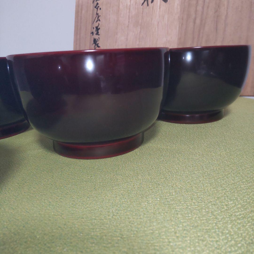 名店 輪島屋本店 輪島塗 椀 飯椀 5客 木箱付 天然木 漆塗