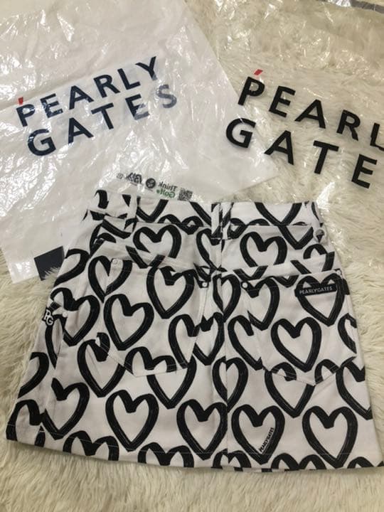 パーリーゲイツ ストレッチスカート 落書きハート柄プリントサイズ0